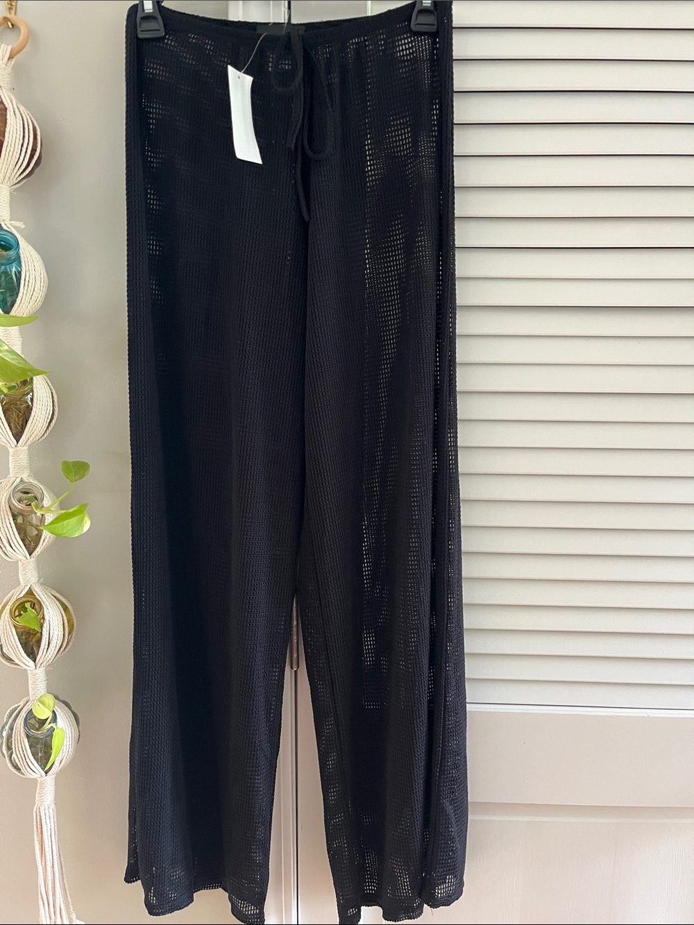 Jordan Taylor Black Mesh Wide-Leg Cover Pants